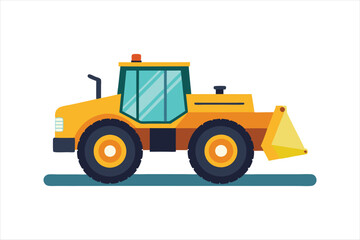 realistic Wheel Tractor Scraper Construction vehicle vector art illustration