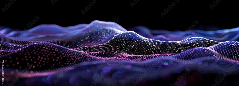 Poster dots and lines arranged in a waveform. abstract mesh. rendering in 3d.