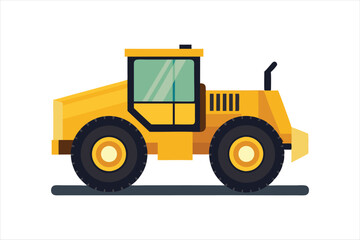 realistic Wheel Tractor Scraper Construction vehicle vector art illustration