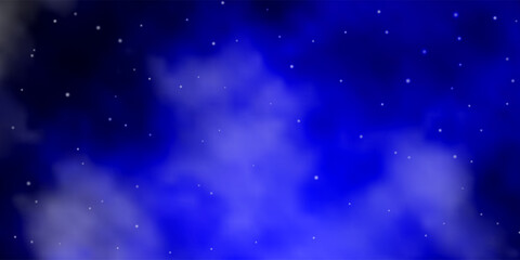 Dark BLUE vector template with neon stars.