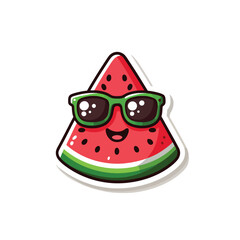 Cute Funny red summer watermelon character wearing glasses