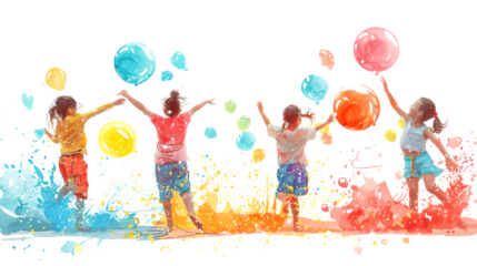 Joyful Background with Doodles
Friends Having Water Balloon Fight, Friendship Day
PNG File, Isolated on White