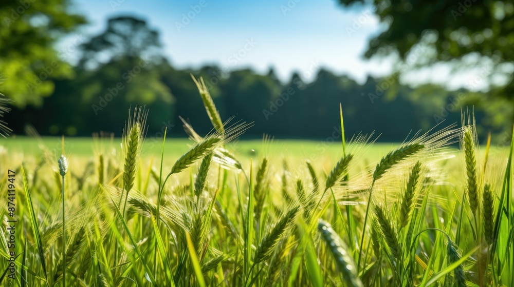 Canvas Prints green wheat and blue sky