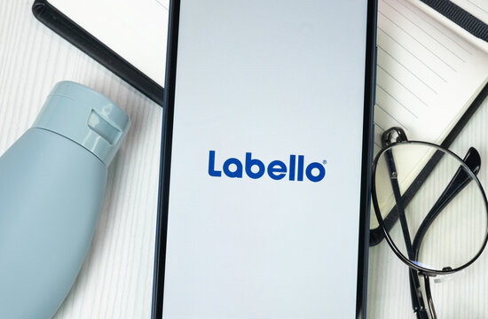 New York, USA - 30 June 2024: Labello Logo on Phone Screen, Company Icon