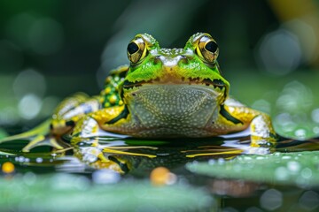 Fototapeta premium Close-up of a frog on a lily pad