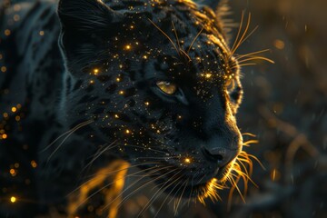 Black Panther with Glow Particles