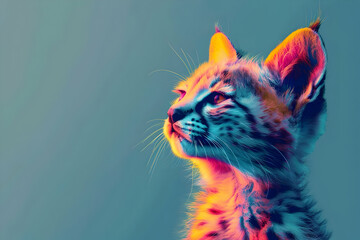 Obraz premium Neon Cat Portrait Illustration