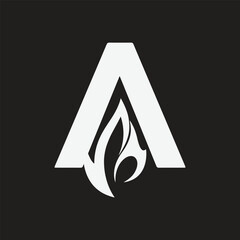 Letter A with fire icon logo design template elements. Suitable for any purposes.