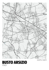 Obraz premium Busto Arsizio City, Italy Map - Poster Maps White Modern Wall Art Home Decor Ready to Printable 