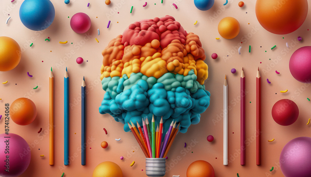 Poster bright sketches of innovative concepts a visual exploration of creativity and innovation with bold c