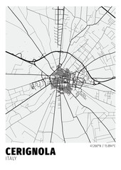 Cerignola City, Italy Map - Poster Maps White Modern Wall Art Home Decor Ready to Printable
