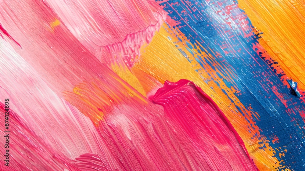 Poster abstract art: vibrant colors & strokes - a vibrant abstract painting showcasing a blend of bold colo