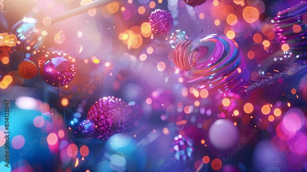 Poster abstract festive background with shiny orbs and bokeh lights - an abstract background with shiny orb