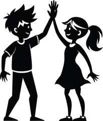 Silhouette Vector Illustration of Friends Celebrating Friendship Day Isolated on White Background