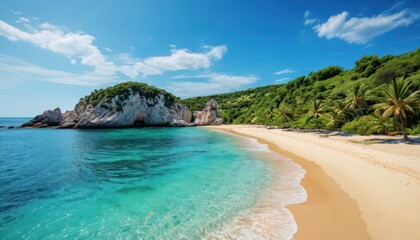 Fototapeta premium Tropical Beach with White Sand and Blue Water.