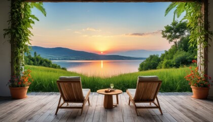 Obraz premium Relaxing View from the Patio.