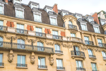 Traditional hausmannian building in Paris, close up