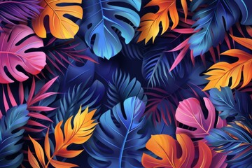 Colorful Tropical Leaves Pattern