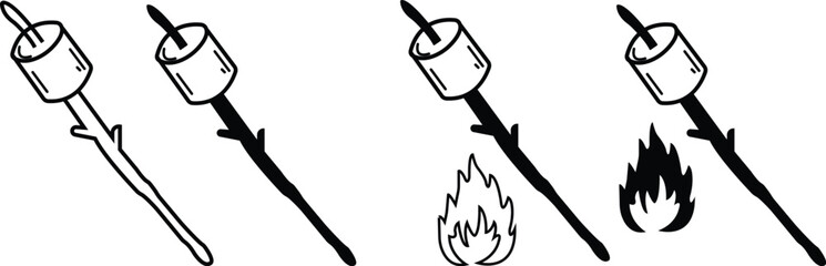 bonefire and marshmellow icon set element of camping icon for mobile concept and web apps. Thin line bonefire and marshmellow can be used for web and mobile. Premium icons on transparent background.