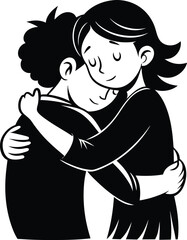 Silhouette Vector Illustration of Friends Celebrating Friendship Day Isolated on White Background