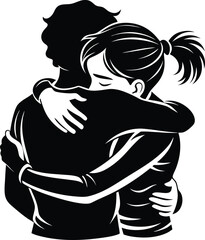 Silhouette Vector Illustration of Friends Celebrating Friendship Day Isolated on White Background