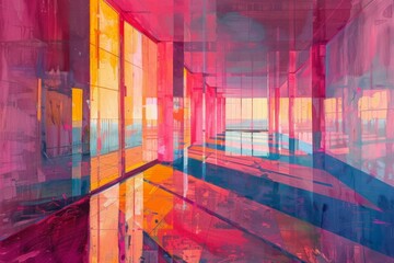 Obraz premium Sunlit Corridor Abstract Art