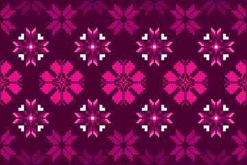 Pixel ethnic pattern oriental traditional. design fabric pattern textile African Indonesian Indian seamless Aztec style abstract vector illustration for print clothing, texture, fabric, wallpaper, dec