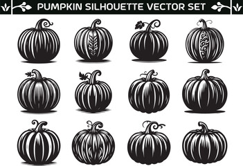 Pumpkin silhouette vector illustration set