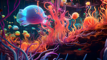 Vibrant Underwater World 3D Illustration