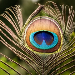 Obraz premium Beautiful peacock feather close up detail