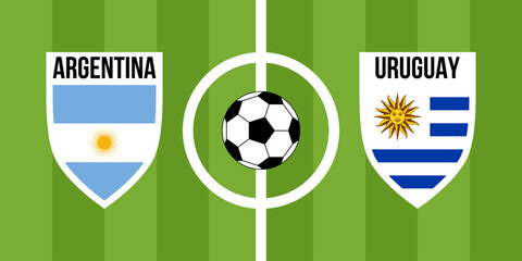 argentina vs uruguay, teams shield shaped national flags