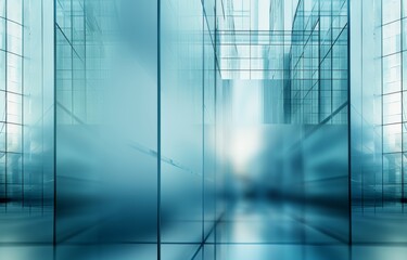 Obraz premium Sky Blue Hue Minimalistic Glass block space in a Modern Atmosphere, future smart office, business concept, Graphic Resources, Wallpapers, Brochure, Websites, banner design, Advertising, background