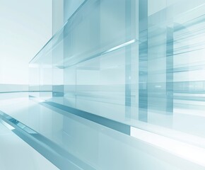 Obraz premium Sky Blue Hue Minimalistic Glass block space in a Modern Atmosphere, future smart office, business concept, Graphic Resources, Wallpapers, Brochure, Websites, banner design, Advertising, background