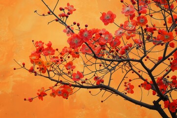 Orange Wall Blossoms