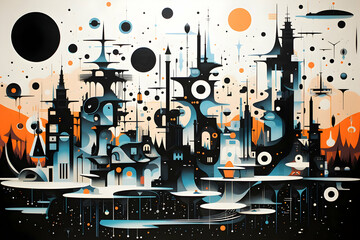 Futuristic Cityscape Illustration - A Vibrant, Abstract Vision