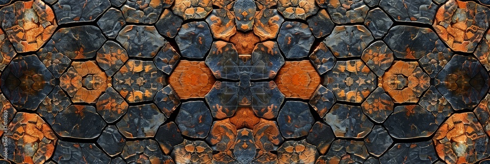 Poster abstract stone pattern - close-up of a stone pattern with abstract geometric shapes and a repeating 