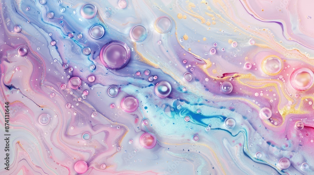 Aufkleber abstract swirls and bubbles in vibrant hues - a captivating abstract art piece featuring vibrant swi