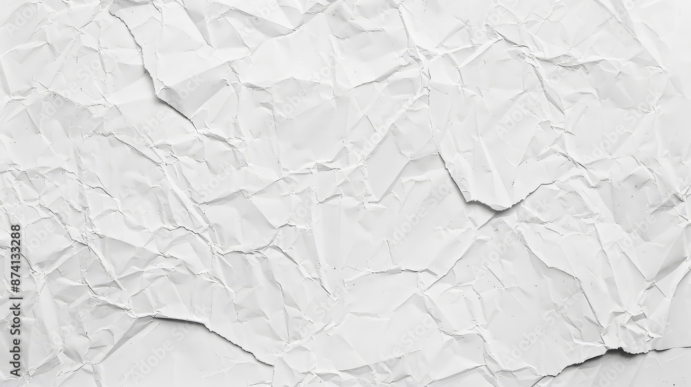 Poster crinkled white paper texture - close up macro shot of a crumpled piece of white paper. abstract back