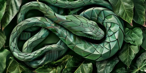 Fototapeta premium Celebration Chinese new year with symbol of the year 2025 - green wooden snake