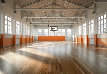 Modern indoor basketball court