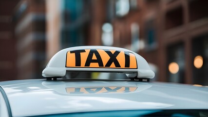 City taxi sign on the car roof