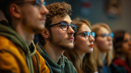 Image of a large group of students attending a lecture..