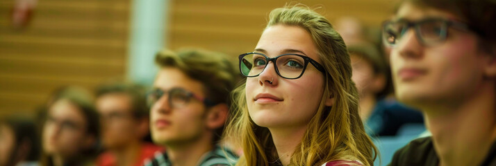 Fototapeta premium Image of a large group of students attending a lecture..