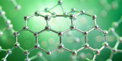 Fototapeta premium 3D Molecular Structure - Green Background - Abstract Science