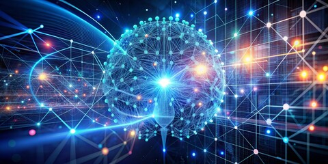 3D render illustration of artificial intelligence neural pathway waves - big data, business, texture tech