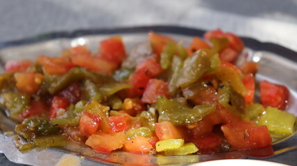 Pepper-Tomato Salad | Moroccan Roasted Pepper Salad | Colorful Fresh Mediterranean Dish