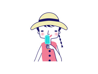 アイスを食べる女の子