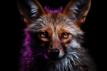 Fototapeta premium Closeup Portrait of a Fox with Pink Glow - Realistic Animal Photography