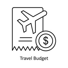 Travel Budget vector outline Design illustration. Symbol on White background EPS 10 File 