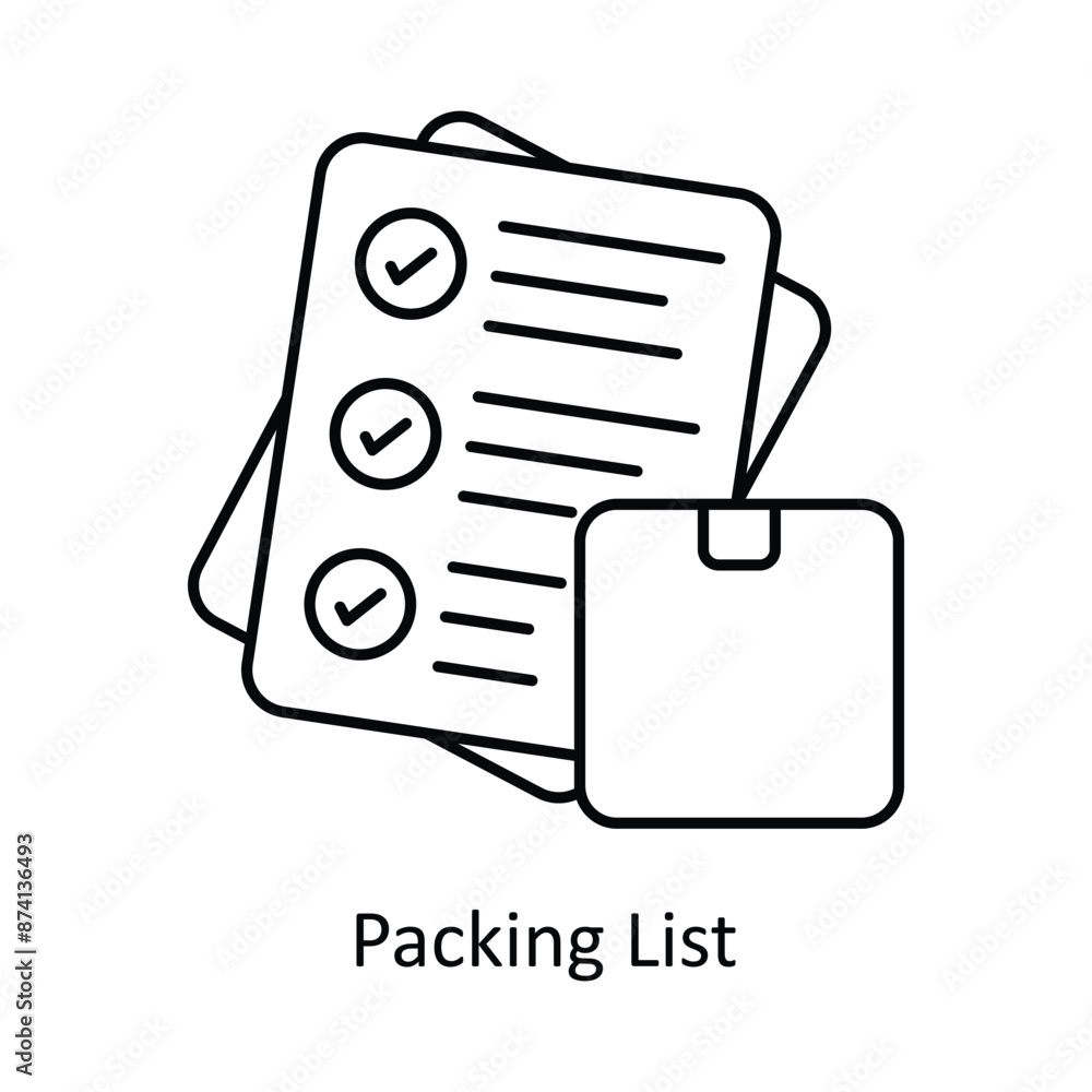 Poster packing list vector outline design illustration. symbol on white background eps 10 file